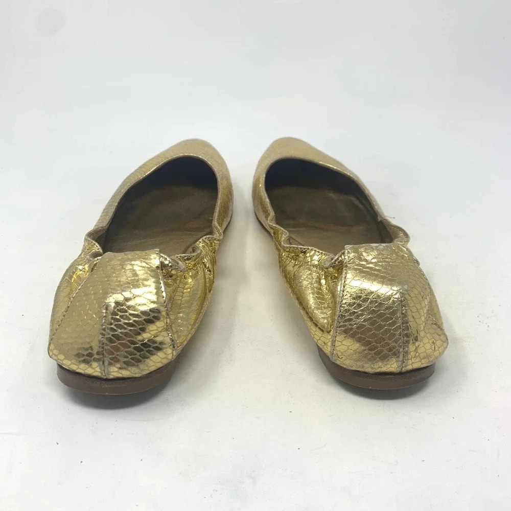 Dolce & Gabbana Gold Metallic Snakeskin Flats - Picture 6 of 10